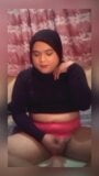 Curvy Hijab Crossdresser jerks her own cute cock snapshot 4