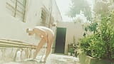 Naked outdoor shower in risky hallway voyeur neighbors snapshot 9