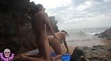 HOT couple having sex on public beach snapshot 14