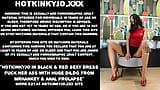 Hotkinkyjo in abito sexy nero e rosso scopa il culo con un enorme dildo di mrhankey e prolasso anale snapshot 1