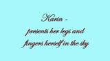 Karin - presents her legs and fingers herself in the sky snapshot 1