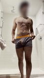 Young Male Playing with Foreskin in Shower snapshot 1