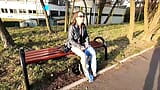 She pee through pants and flashing in a public park snapshot 5