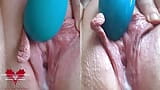 Pussy presentation and masturbation with the Satisfyer. Close up from 2 perspectives. snapshot 8
