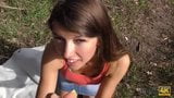 HUNT4K. Slender teen tries outdoor anal sex while cuckold... snapshot 8