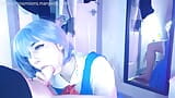 Rei Ayanami first time, fucks rough with her big oiled ass, makes step dad cum loads over cute face snapshot 5