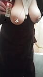 A fat bitch caresses her nipples with electric shocks. snapshot 5