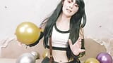 Tifa Lockhart from Final Fantasy talks dirty, blows balloons and pops them with her strong hands snapshot 16