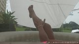 French MILF plays outside in her hot tube - Vends-ta-culotte snapshot 3