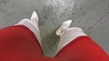 White thigh boots and the tightest red leggings i have snapshot 8