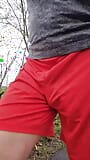 Slender boy jogging provocatively with cockring. Walkers watching me and my bulge in my pants snapshot 8