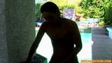 Twink enjoys his time in the pool as he masturbates and cums snapshot 7