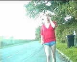 Zoe exhibitionist transvestite bitch in bumless hot pants on the streets snapshot 3