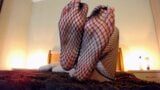 Feet in fishnet stockings for to drain your balls snapshot 3