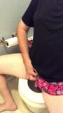 Gay sissy showing off his sissy clit in the bathroom snapshot 3