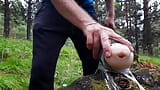 An athlete guy while jogging finds someone’s fleshlight in the forest and fucks him snapshot 3