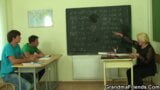 Old blonde teacher takes it from both sides snapshot 3