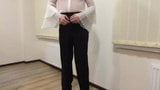 Blouse and wide pants. Secretary jerking snapshot 1