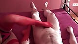 Foot job in red room by feet in red stockings snapshot 3