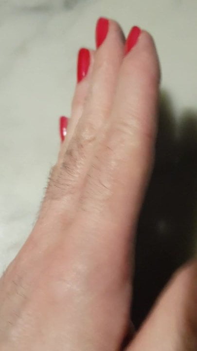 Red polish on my finger nails