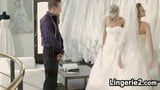 Bride inThreesome at dress shop snapshot 2