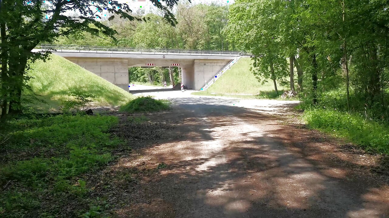 Hard Titslapping under trainbridge