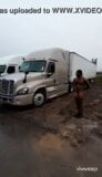 Naked in public jerking off for passing truckers snapshot 7