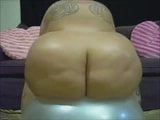 Emo BBW Barbi Doll is bouncing on a yoga ball snapshot 1