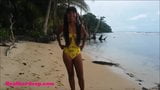 HD Thai teen Beach day outdoor giving deep throat throatpie snapshot 7