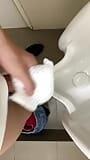 Cumming on the Sanitary pad in public toilet snapshot 5