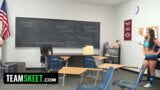 Naughty Teen Babe Lola Foxx Plays Strip Volley In Classroom snapshot 2