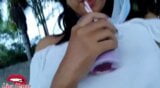 I play with my vibrator in a public park while I eat ice cream snapshot 20