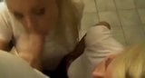 Blonde girls teamwork blowjob great cumshot  snapshot 2