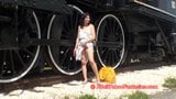 Hot MILF Fucks Herself With Dildo Next To Railroad Tracks snapshot 6