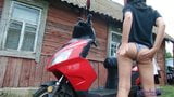 Girl In Helmet Jerks Pussy To Orgasm On Stepbrother’s Motorcyclye snapshot 5