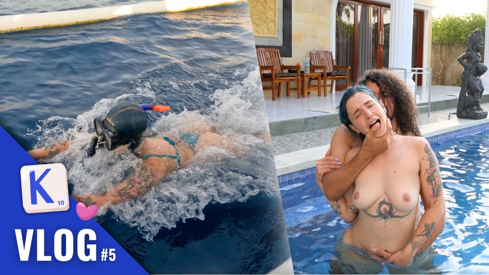 Él la hace probar la piscina a su manera - follada dura en la piscina en Bali - vlog francés