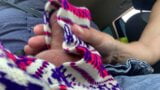 Scarf Handjob in car snapshot 5