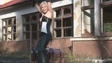 Beautiful blonde strips in an abandoned village snapshot 4