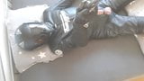 Horny fun in Leather One Pice Suit an Cum snapshot 3