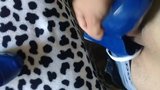 Fucking and cumming on my wife's blue wedges snapshot 3