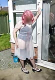 Super heißer Transvestit im durchsichtigen PVC-Kleid und Dessous snapshot 4