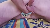 Close up playing with my cock while fingering myself. With a view to my wrinkled feet soles! snapshot 13