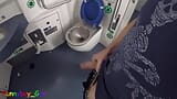 Jerking off and cumming on a mirror in the toilet on a driving train (SD) snapshot 3