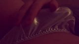 Rubbing myself in shiny silver satin panties snapshot 5