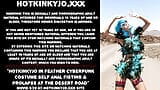 Hotkinkyjo in feather cyberpunk costume self anal fisting & prolapse at the desert road snapshot 1