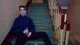 Public jerking off on the stairs after school snapshot 7