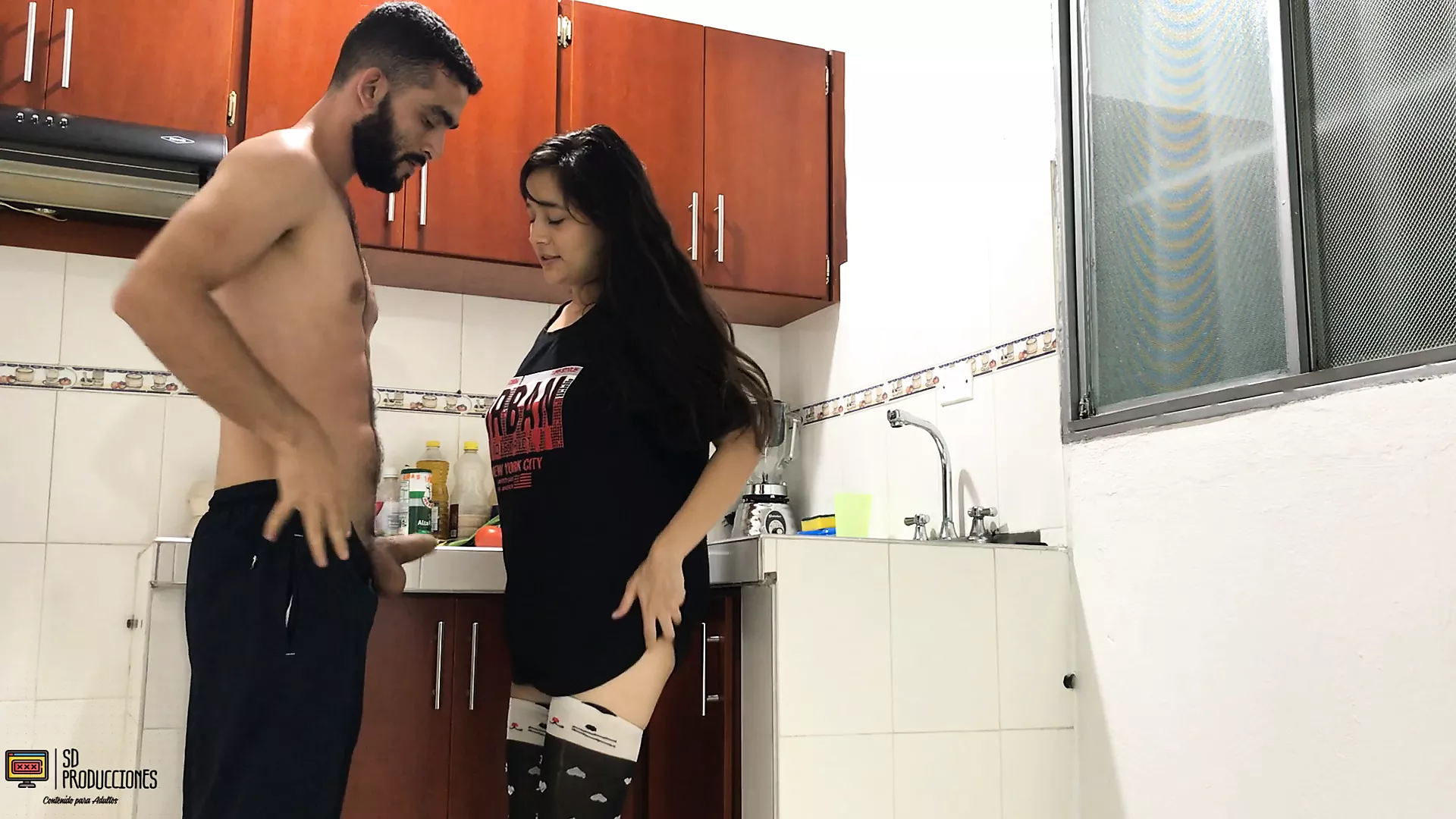 Fucking in the Kitchen of My House While My Stepfathers are Lying Down -  Porn in Spanish