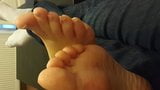 Her sexy pedicured feet, sexy soles toes show snapshot 2