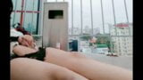 Trans masturbate in public rooftop snapshot 5