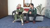 Slim blonde grandma spreads legs for dude snapshot 2